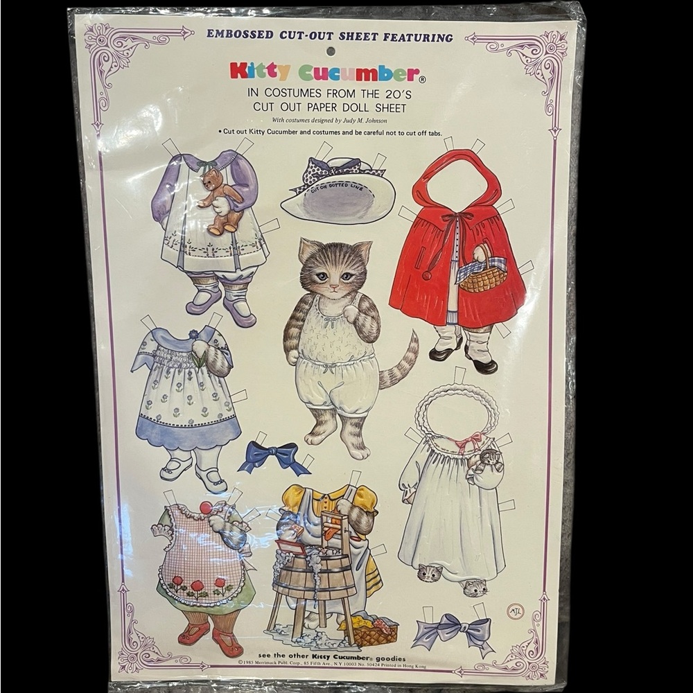 VTG Kitty Cucumber Embossed Cut-Out Sheet 20’s Costumes Merrimack 1985 UNCUT